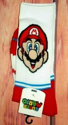 Mens Super Mario White Red Crew Socks (shoe Size 8-12) • $9.90