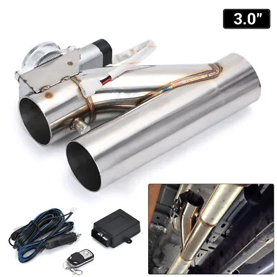 3 Inch Electric Exhaust Catback Downpipe Y-Pipe Cut Out Valve Remote System Kit • $94.90
