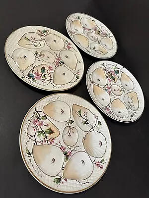 Old Antique Set/4 OYSTER PLATES Royal Bonn Franz Mehlem JAPANESE CHERRY BLOSSOMS • $10.50