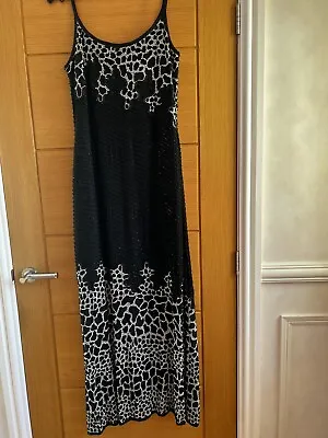 £30 • Buy Ladies After Six Ronald Joyce Beaded Evening Dress Long Black And White Size 10