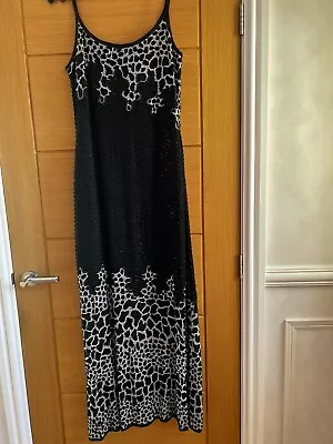 £30 • Buy Ladies After Six Ronald Joyce Beaded Evening Dress Long Black And White Size 10