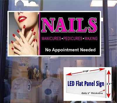 NAILS Pedicure Manicure Waxing LED Flat Panel Light Box Window Sign 48 X24  • $379.95