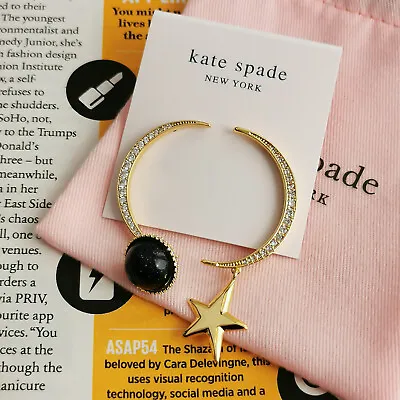 $20 • Buy Kate Spade On The Rocks Moon Star Gold Asymmetrical Earrings NEW / DUST BAG