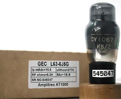 L63 6J5G CV1067 GEC Black Coated Glass Made In England Amplitrex Tested Qty 1 Pc • $90