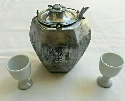 Vintage Japanese Metal Teapot And Two Cups • £61.35
