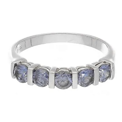 £29 • Buy Sterling Silver Simulated Tanzanite Eternity Ring (Size U) 4mm Wide
