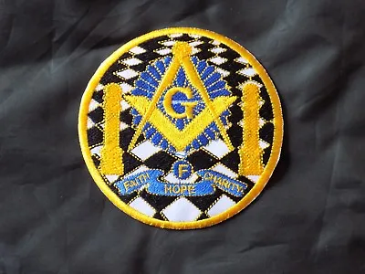 Masonic Square Compass Pillars Faith Hope Charity Iron Sew Patch Fraternity NEW! • $7.95
