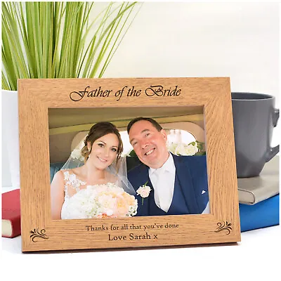 Personalised Father Of The Bride Engraved Wooden Photo Frame Wedding Day Gifts • £14.95