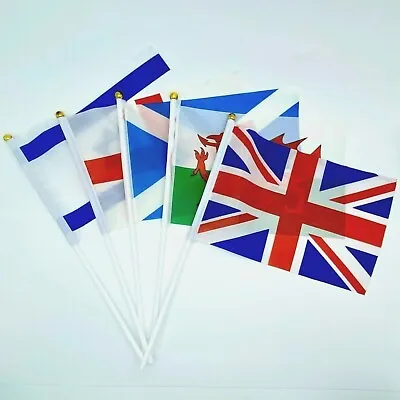 Table Flag COUNTRIES Hand Country Display 8 X 5.5'' White Pole Kingdom State EU • £1.99