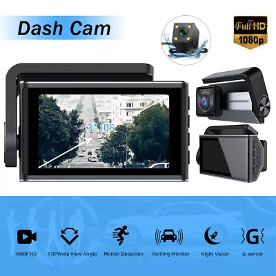 $42.74 • Buy 1080P Dual Lens Car DVR Dash Cam Video Recorder G-Sensor Front And Rear Camera