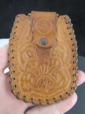 HAND TOOLED LEATHER Coin Change POUCH Holder WESTERN  JC  • $18.99