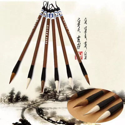 6Pcs Chinese Calligraphy Brush Pen Japanese Water Ink Painting Writing Art Set • £3.47