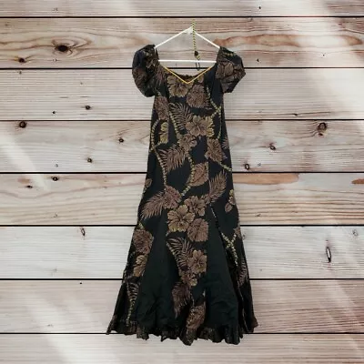 Vintage Amy Muumuu Dress Womens Size XS 2-4  Floral Cotton Ruffled Gown Maxi • $29.99