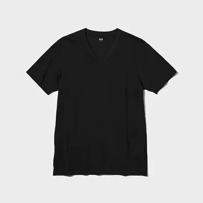 Uniqlo Mens Supima Cotton Shirt  Large VNeck & Dry Fit Black (LOT OF 8) NWT NWOT • $45