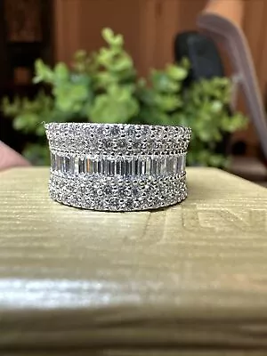 Beautiful Charles Winston Sterling Silver CZ Band Ring Size 5 • $60