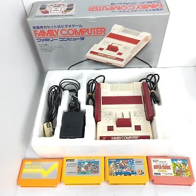 Nintendo Famicom In Box Japanese Original Console 4 Games Super Mario HVC-001 • $139.99