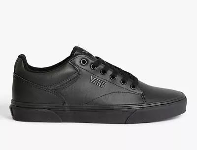 Vans Mens Seldan Low-Top All Black Leather Unisex Great School Shoe • £69.99