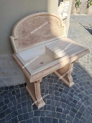 Lavello In Cemento 80x40x20 Cm - Marrone Sfumato - Per Giardino O Arredo Urbano - 40 Kg - Foto 4