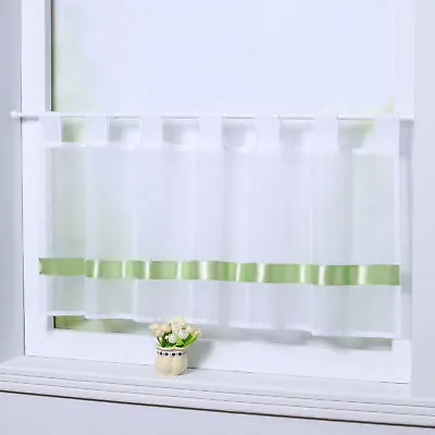 Short Curtains Cafe Kitchen Blinds Basic Bistro Sheer Voile Solid Net Curtains • £9.99