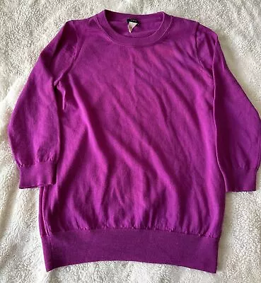 J Crew Sweater Womens M PURPLE /magenta 100% Merino Wool Crew Neck Long Sleeve • $19.99