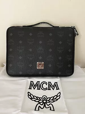 NWT MCM 11” IPad Case Black Logo Visetos $425 • £248.14