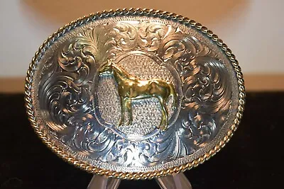 Standing Horse -Silver W/Gold Vintage Montana Silversmiths Belt Buckle • $29.99