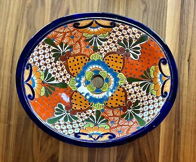 Mexican Talavera Sink Colorful Hand Painted Ceramic Drop In Sink 17 X 14.5  • $80