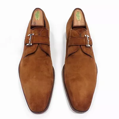 Magnanni 'Marco' Brown Suede Leather Monk Strap Plain Toe Dress Shoes - 13 D • $129