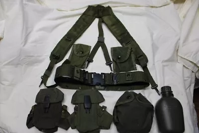 US Military Alice Field Gear Web Belt Suspenders Ammo Pouches Canteen Medium Set • $64.95