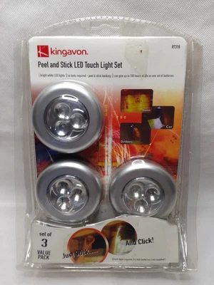 £2.99 • Buy Stick And Click Lights Set Of 3 Peel And Stick LED Touch Light Kingavon