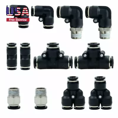 Pneumatic 5/16 OD Push To Connect Fittings Kit Air Line Quick Fittings 12Pcs • $18.99