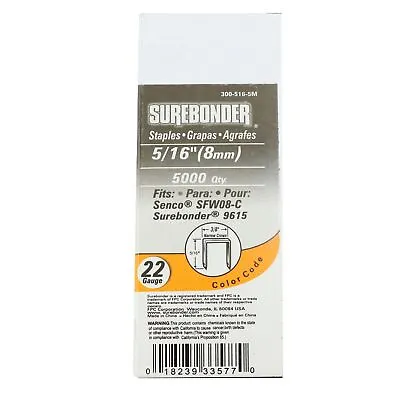 300-516-5M Narrow Crown 22 Gauge Upholstery Staples - 5/16  Length - 5000 Count • $7.99