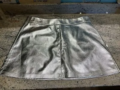 Marks & Spencer Silver Metallic Faux Leather A Line Mini Skirt Size 20 New • £19.99