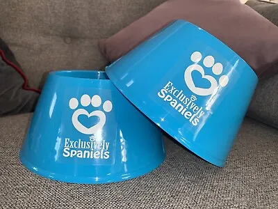 Two BLUE Spaniel Cocker Springer Cockapoo Bowls No More Soggy Ears • £15.99