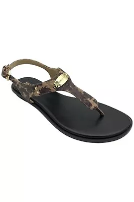 Michael Kors Women's Mk Plate Flat Thong Sandals Khaki Multi • $44.99