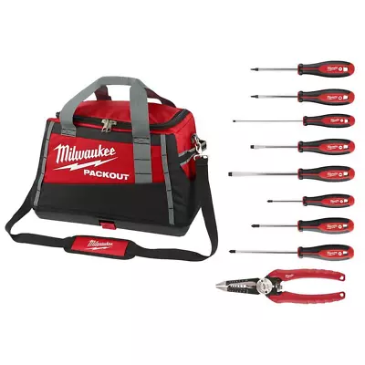 Milwaukee Tool Bag 20in PACKOUT 6-in-1 Wire Stripper Pliers Screwdriver Set 10pc • $148.84