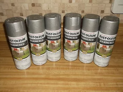 NEW (6) Cans Of Rust-Oleum 7213 Stops Rust Hammered Silver Spray Paint 12 Oz. • $58.75