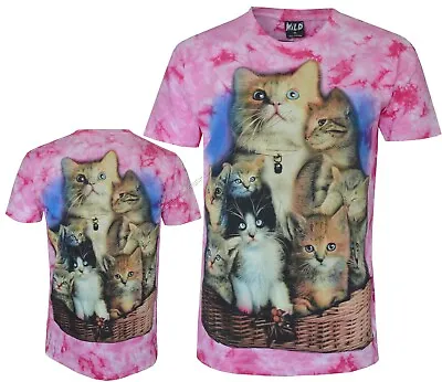 £15.95 • Buy Kittens In A Basket Cute Baby Cats Glow In The Dark Tie Dye T-Shirt By Wild