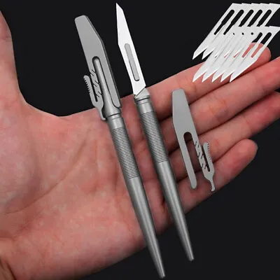 EDC Titanium Utility Knife Scalpel Blade Paper Cutter W Sheath Outdoor Tool • $18.44