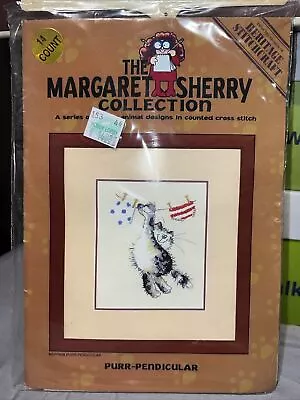 Margaret Sherry Collection Cross Stitch Kit “Purr-Pendicular” Cat Kitten 2003 • $14.99