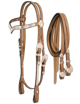 $87.83 • Buy Tough 1 Bridle Royal King V Browband Headstall Silver Trim 18-803