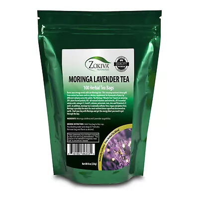 Moringa Lavender Tea Bags Mega Pack (100) Naturally Caffeine-Free Herbal Tea • $24.95