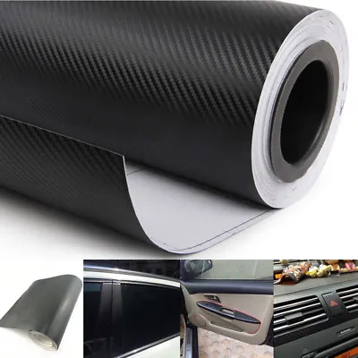 3D Car Interior Accessories Panel Black Carbon Fiber Vinyl Wrap DIY Sticker MODS • $8.09
