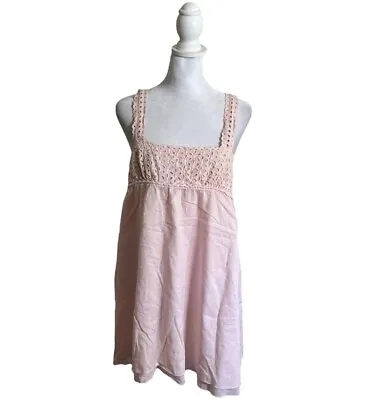 Vintage Y2K Victorias Secret Pink Cotton Babydoll Eyelet Layered Dress PJ US S • $49
