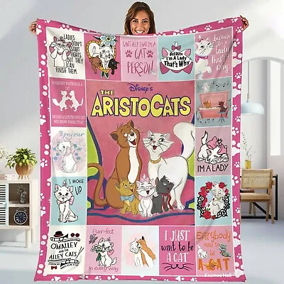 The Aristocats Movie Blanket  Marie Cat Berlioz Aristocats Toulouse Fleece Blank • $54.98