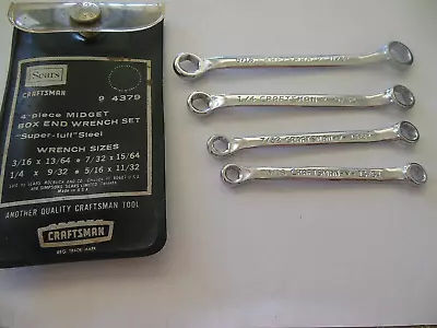 Craftsman Vintage 4 Pc Midget Box End Wrench Set SAE 4379 & Pouch USA -V- Series • $22.99