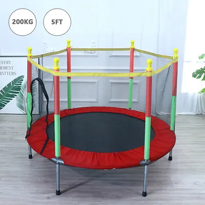 5FT Kid Trampoline With Safety Net Enclosure Children Outdoor Garden Fun Toy UK • £39.29