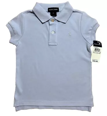 NWT POLO Ralph Lauren Girls Sz 5 Shirt Lt Blue With Green Logo • $14.99