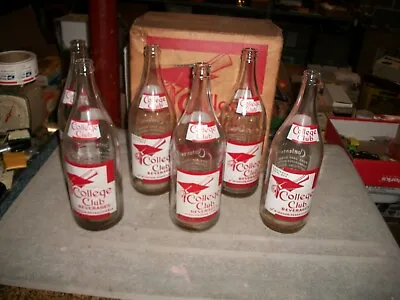 Vintage 6 College Club Glass Soda Bottles W/ Org Box Each 30 Fl. Oz. Windsor Pa. • $19.99