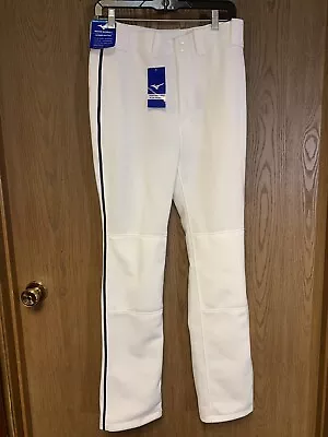 NWT Mizuno Performance Youth Baseball Pants White Black Stripe Size 3XL 32-34 • $25